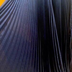 Light In the Box navy gown with pleated skirt.